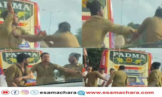 ನಡು ರಸ್ತೆಯಲ್ಲಿ ಕಂಡಕ್ಟರ್ ಗಳ ಮಾರಾಮಾರಿ.