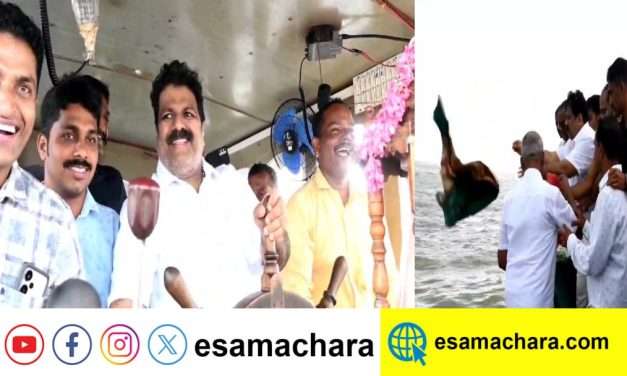 ಸಮುದ್ರದಲ್ಲಿ ಯಾಂತ್ರಿಕ ದೋಣಿ ಚಾಲನೆ ಮಾಡಿದ ಸಚಿವ ಮಂಕಾಳ್ ವೈದ್ಯ