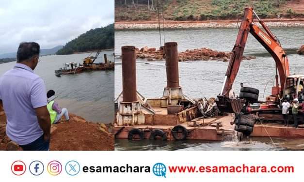 ಶಿರೂರಿನ ನದಿಯಲ್ಲಿ ನಾಲ್ಕು ಚಕ್ರದ ಮತ್ತೊಂದು ಭಾಗ ಮೇಲಕ್ಕೆ. ಸ್ಥಳಕ್ಕೆ ಮೇಜರ್ ಜನರಲ್ ಇಂದ್ರಬಾಲನ್ ಭೇಟಿ