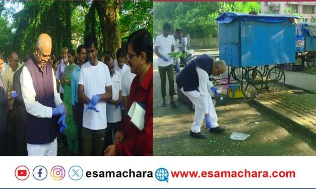 ಎಂ ಜಿ ರಸ್ತೆಯಲ್ಲಿ ಕಸ ಸ್ವಚ್ಛಗೊಳಿಸಿದ ಜಿಲ್ಲಾ ನ್ಯಾಯಾಧೀಶರು.