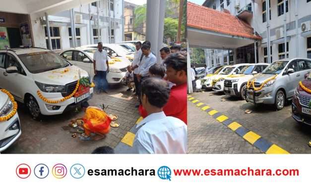 ದೀಪಾವಳಿ ಸಂಭ್ರಮ : ಕಾರವಾರದಲ್ಲಿ ಸರ್ಕಾರಿ ವಾಹನಗಳಿಗೆ ಪೂಜೆ.