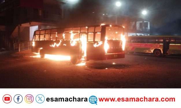 Fire incident/ ಡಿಪೋದಲ್ಲಿ ನಿಂತಿದ್ದ ಸರ್ಕಾರಿ ಬಸ್ ಗೆ ಬೆಂಕಿ.