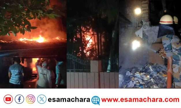 Fire Incident/  ಕಾರವಾರದ ನಂದನಗದ್ದಾದಲ್ಲಿ ಅಗ್ನಿ ಅನಾಹುತ.  ಸ್ಥಳಕ್ಕೆ ದೌಡಾಯಿಸಿದ ನೌಕಾನೆಲೆ ಅಗ್ನಿಶಾಮಕ ದಳ.