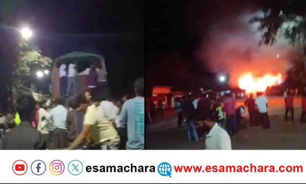 Lorry Fire/ ಗೋಮಾಂಸ ಸಾಗಿಸುತ್ತಿದ್ದ ಲಾರಿಗೆ ಬೆಂಕಿ ಹಚ್ಚಿ ಆಕ್ರೋಶ.