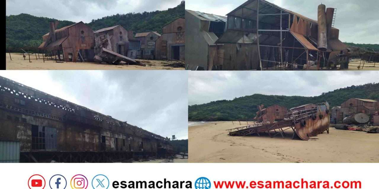 Waves Effect/ ಕಡಲ ಅಲೆಯ ಅಬ್ಬರಕ್ಕೆ ಸಮುದ್ರ ಪಾಲಾದ ಸಿನೆಮಾ ಸೆಟ್. ಜ್ಯೂ. ಎನ್ಟಿಆರ್ ಅವರ ಬಹುಕೋಟಿಯ ಚಿತ್ರ.