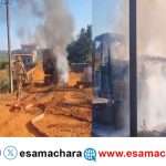 Hitachi Fire/ ಹೊನ್ನಾವರದಲ್ಲಿ ನಿಂತಿದ್ದ ಹಿಟಾಚಿ ಯಂತ್ರಕ್ಕೆ ಆಕಸ್ಮಿಕ ಬೆಂಕಿ