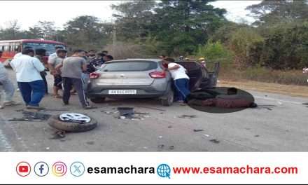 Accident/ ಕಾರುಗಳ ನಡುವೆ ಭೀಕರ ಅಪಘಾತ, ಇಬ್ಬರ ದುರ್ಮರಣ. ಇನ್ನಿಬ್ಬರು ಗಂಭೀರ.