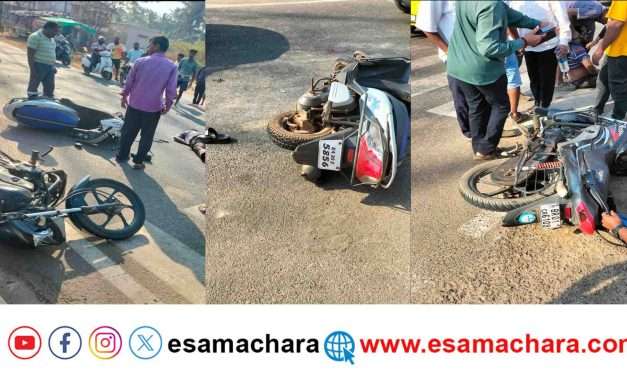 Accident/ ಅಮದಳ್ಳಿ ಬಳಿ ಬೈಕ್ ಹಾಗೂ ಸ್ಕೂಟಿ ನಡುವೆ ಮುಖಾಮುಖಿ ಡಿಕ್ಕಿ. ಸ್ಕೂಟಿ ಸವಾರ ಗಂಭೀರ.