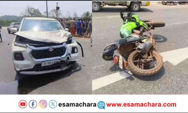 Accident/ ಹೆದ್ದಾರಿಯಲ್ಲಿ ಬೈಕ್–ಕಾರು ಅಪಘಾತ. ಬೈಕ್ ಸವಾರರು ಗಂಭೀರ ಗಾಯ