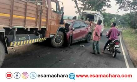 Accident/ ಹಳಿಯಾಳದಲ್ಲಿ ಭೀಕರ ರಸ್ತೆ ಅಪಘಾತ. ಟ್ರಕ್‌ಗೆ ಕಾರು ಡಿಕ್ಕಿ.
