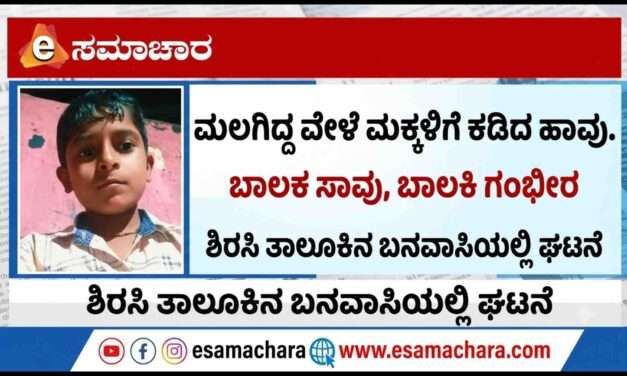 Snake Bite/ ತಂದೆಯ ಜೊತೆ ಮಲಗಿದ್ದ ಮಕ್ಕಳಿಗೆ ಕಡಿದ ಹಾವು. ಮಗ ಸಾವು, ಮಗಳು ಗಂಭೀರ.