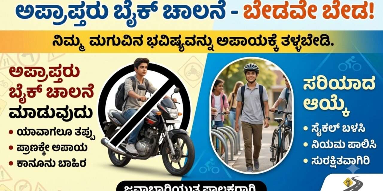 Minor Bike Rider/ ಭಟ್ಕಳದಲ್ಲಿ ಬೈಕ ಓಡಿಸೋರು ಅಪ್ರಾಪ್ತರೇ ಹೆಚ್ಚು. ಜಿಲ್ಲಾ ಪೊಲೀಸರ ಕಟ್ಟುನಿಟ್ಟಿನ ಕ್ರಮ. ₹13 ಲಕ್ಷಕ್ಕೂ ಅಧಿಕ ದಂಡ ವಸೂಲಿ